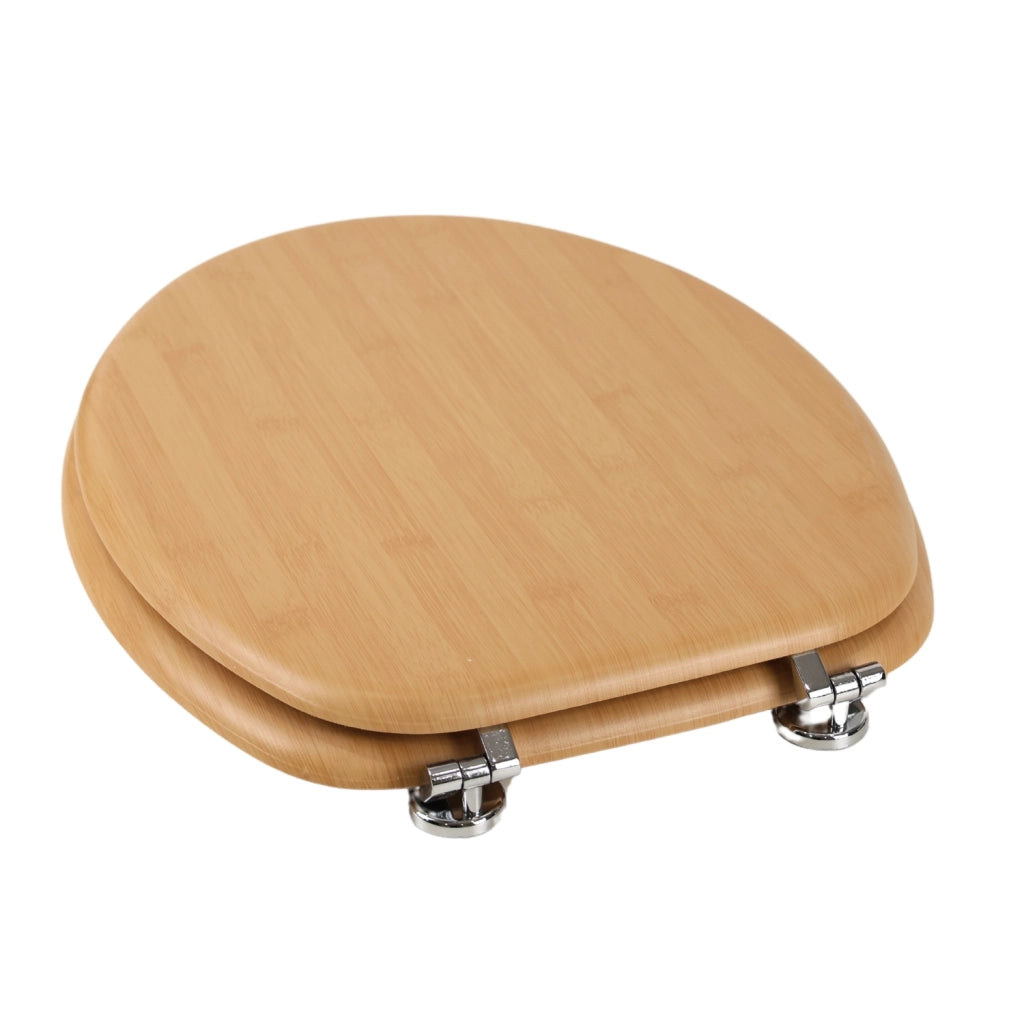 Sedile copriwater tavoletta universale linea bamboo mdf legno cerniere metallo *** tinta acero chiaro, confezione 1