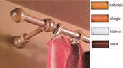 BASTONE TENDA LEGNO NATURALE 23x180cm CON 2 SUPPORTI DA CM.15 A STRAPPO