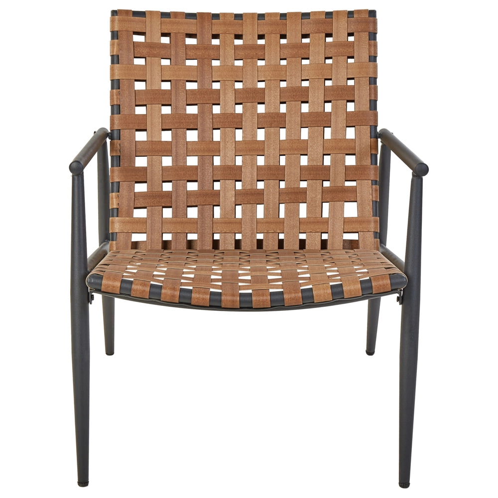 Set da bistrot a 2 posti in PE Rattan marrone Telaio e gambe in acciaio nero 2 sedie Tavolo da caffè Mobili da giardino