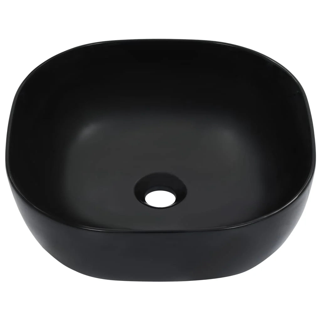 Lavabo da appoggio per l'interno del bagno bagno di servizio cabina WC 42,5 x 42,5 cm ceramica nera 02_0002627