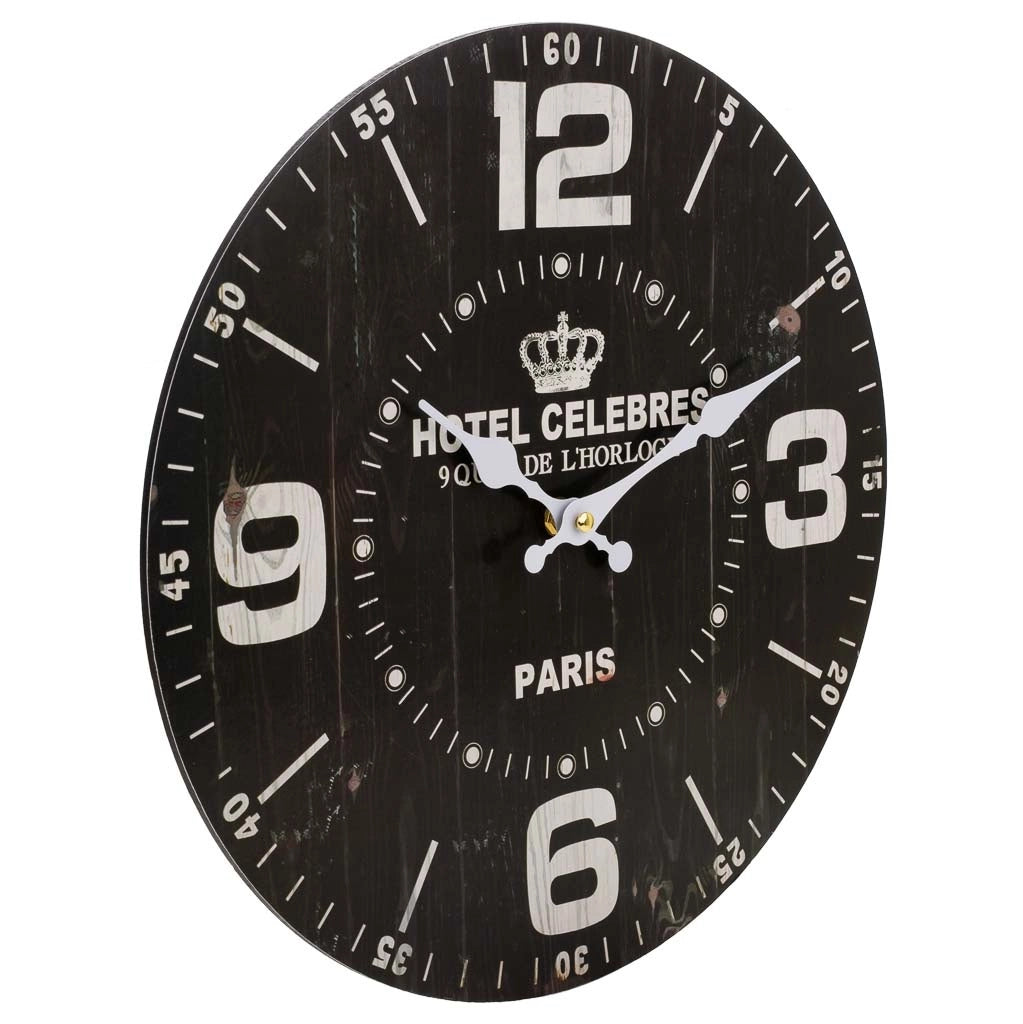 Orologio da parete in legno nero 34x34x2cm
