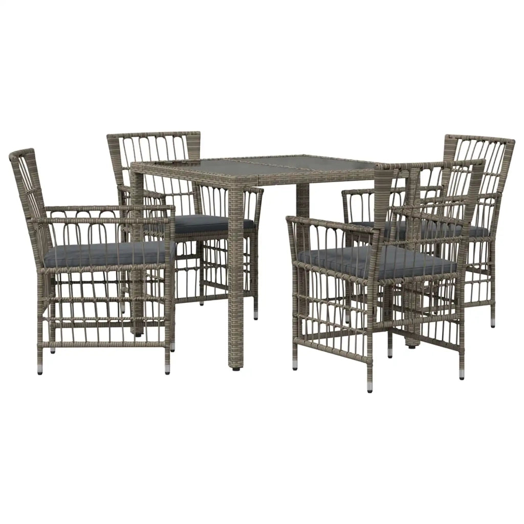 Set da pranzo per esterni 5 pz Grigio polyrattan 3448935