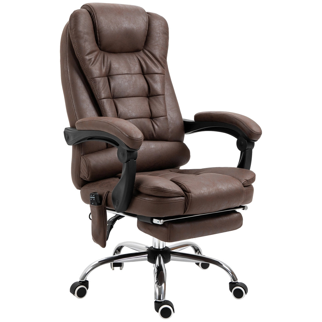 Poltrona da ufficio direzionale massaggiante riscaldante in microfibra marrone con schienale reclinabile ergonomica per studio