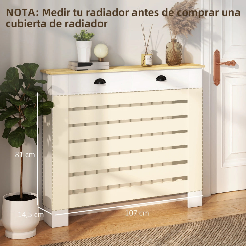 Copri Radiatore MDF con 2 Cassetti ¨C Xylo ¨C Bianco 111x19x95,5 cm