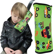 Schiene per bambini - lavabile in lavatrice - cuscino auto, schermo per cintura, cuscino per cintura, cuscino per auto, cuscino per viaggio, 30x12cm (Monster Trucks)