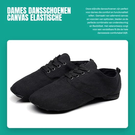 Scarpette da ballo per donne - Comfortevole tela - Suola antiscivolo in pelle - Cintura regolabile - Suola a zoccoli divisi - Ideali per balletto e danza - Scarpa da ballo