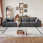 Divano 3 Posti in Tessuto a Coste ¨C MINIMAL ¨C Grigio Scuro, 340cm, Imbottito, Senza Montaggio