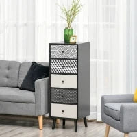 Mobile Cassettiera 5 Cassetti Fantasia Geometrica, Arredamento Moderno Camera e Ingresso, 40x40x111.5cm Nero Grigio