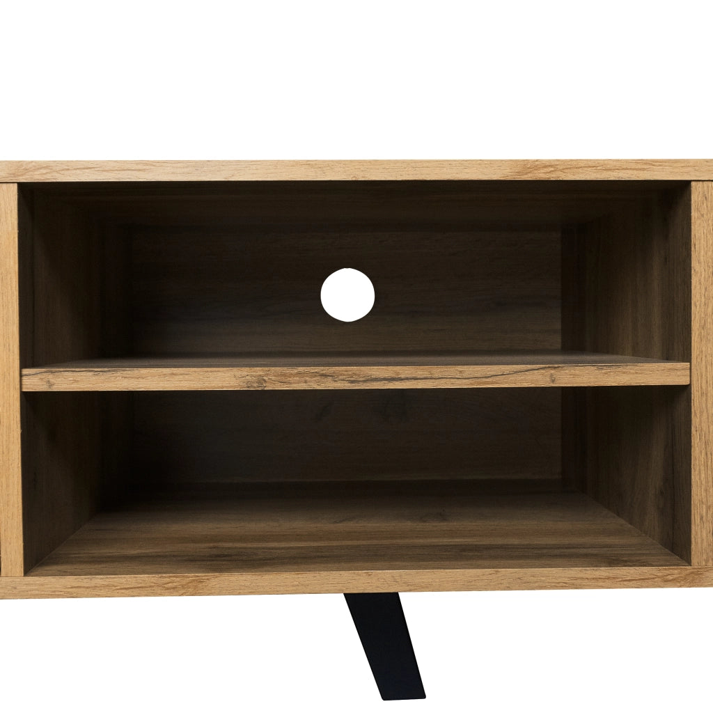 Mobile TV 160.5x35.5x45 cm; 2 ante e 2 vani aperti; chiusure ammortizzate; pannello truciolare; colore naturale