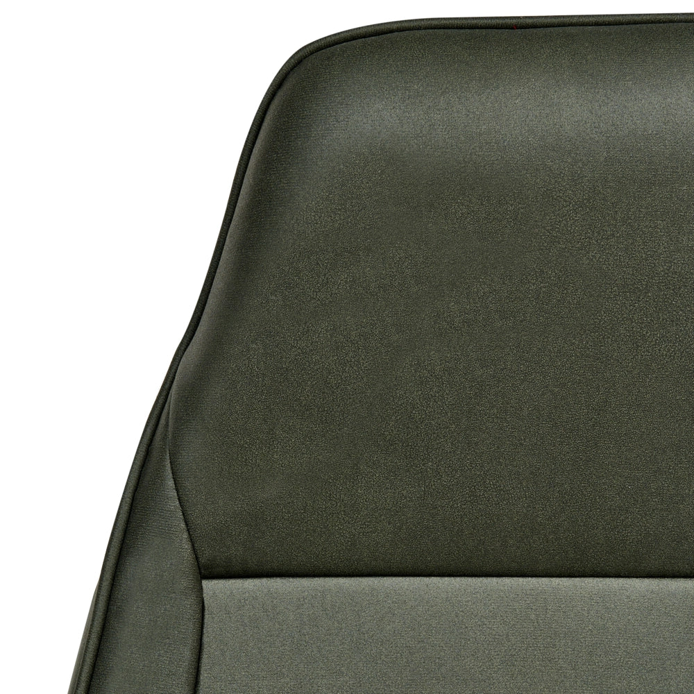 Sedia da ufficio in tessuto verde scuro girevole e regolabile con braccioli stile moderno