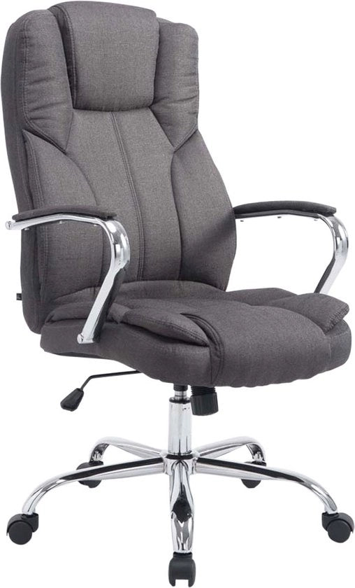 Sedia ufficio XXL su ruote - Grigio - Tela - Sedia ufficio ergonomico - Adatta adulti - Regolabile in altezza