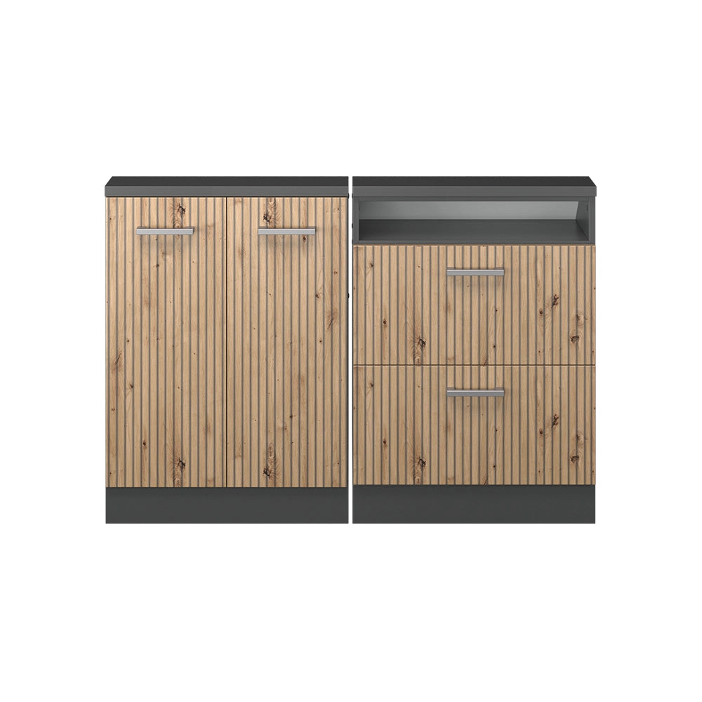 Vicco Mobile cucina sottotetto Rovere artigianale/antracite 120 cm Set di 2