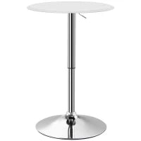 Tavolo da Bar con Altezza Regolabile, Girevole 360°, con Base Rotonda, Ø63x67-93 cm, Bianco