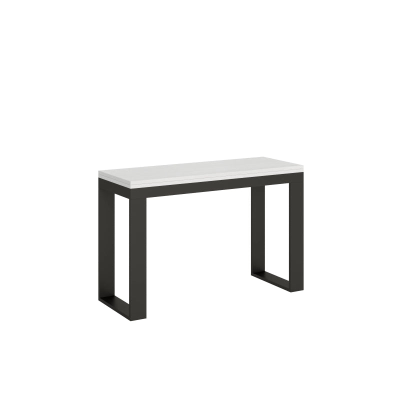 Tavolo apribile 120/200x45/90 cm Tecno Double telaio Antracite - Bianco Frassino