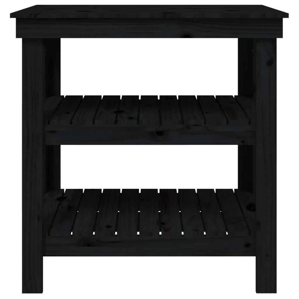 Banco da Lavoro Nero 78,5x50x80 cm in Legno Massello di Pino 823643
