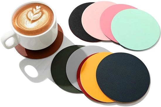Pacco di 10 piedini in pelle, piedini in vetro a doppia faccia, set di piedini in vetro, piedini antiscivolo per tazze e tazze in vetro - 10 cm (10 colori)