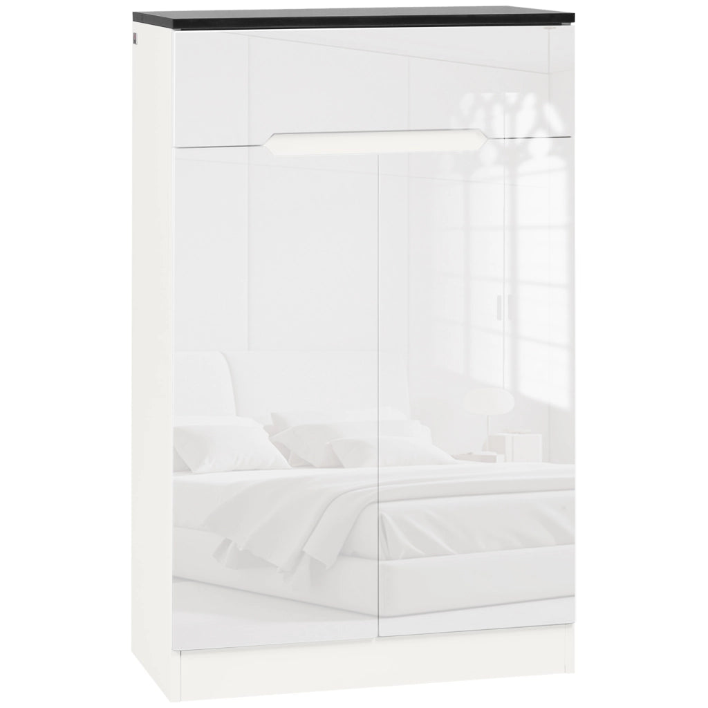 Scarpiera Slim con Cassetto e Ripiani Regolabili ¨C zephmum ¨C Truciolato Bianco 60x32x100 cm