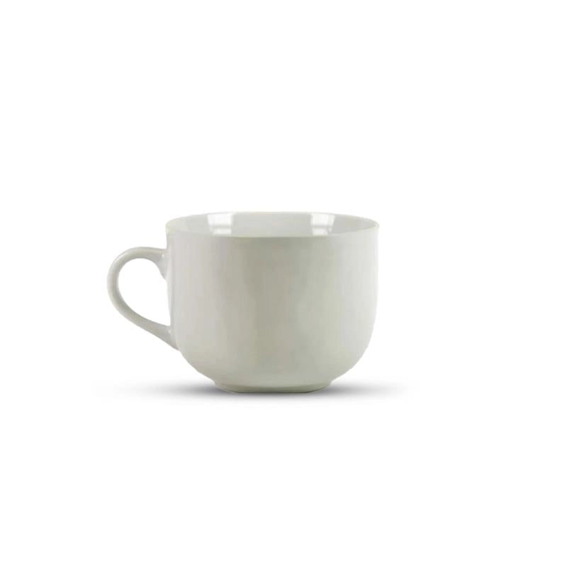 SET 2 TAZZE BIANCHE IN CERAMICA 450 ML PER COLAZIONE CON MANICO PER CASA E HOTEL PER CAPPUCCINO, CAFFE', GELATO E FRUTTA