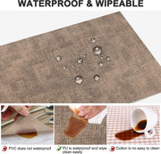 Set di tappeti di plastica per tavolo in pelle resistenti al calore, idonei all'uso esterno, impermeabili e lavabili, con superficie antiscivolo, da 6 pezzi, colore marrone scuro.