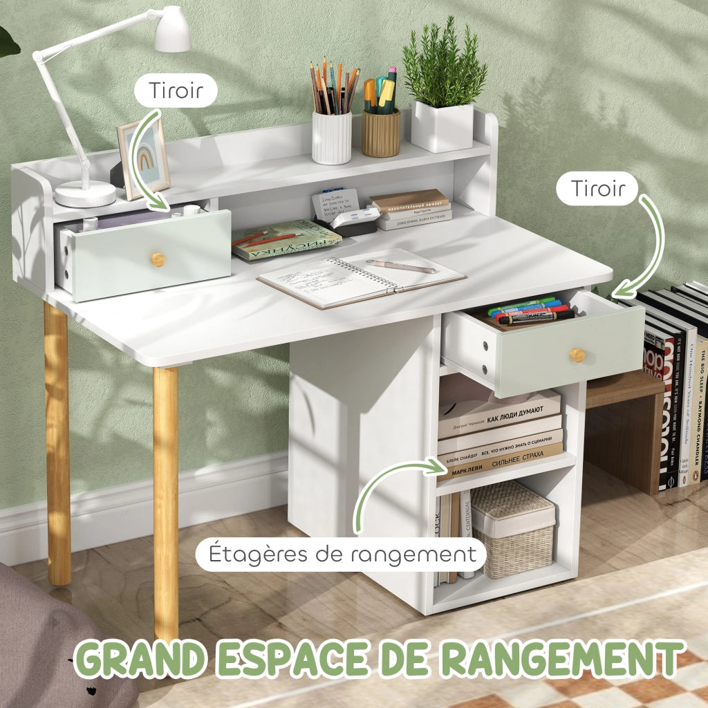 Scrivania per bambini con sedia e scaffale ¨C zephmum ¨C verde, legno, 85x48x73 cm