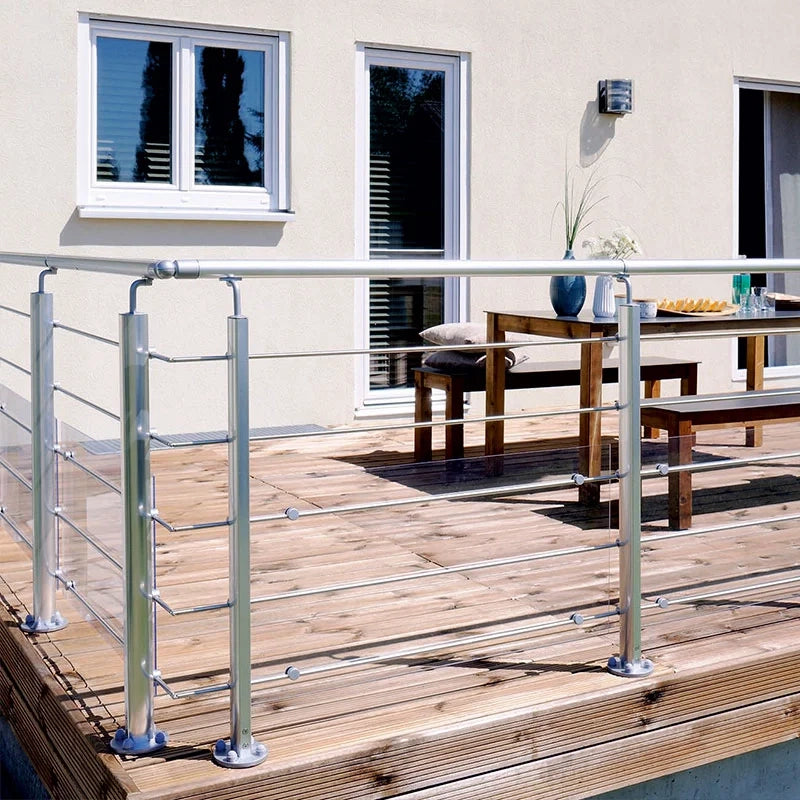 INOLINE - Kit balaustra in alluminio 2m fissaggio piatto - Confezione Alu