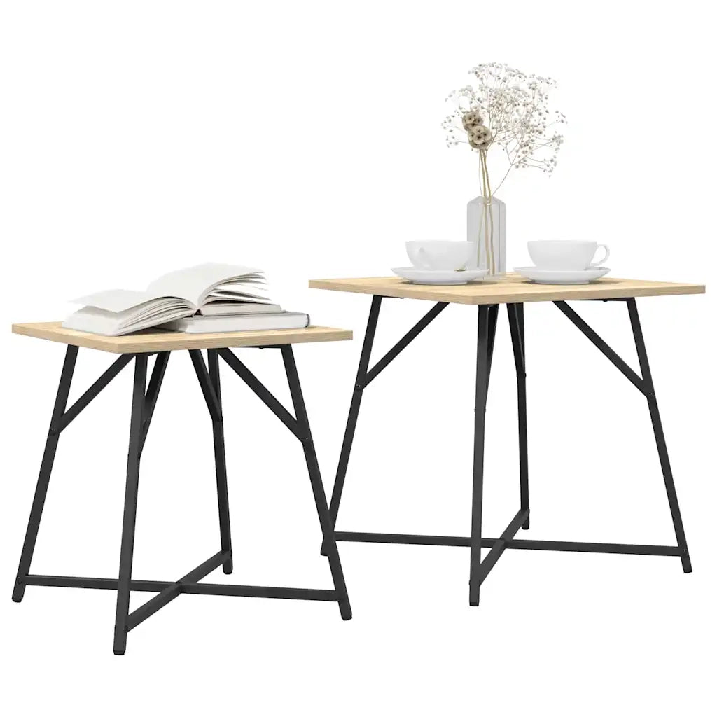 Set tavolini 2 pcs Rovere Sonoma e Nero 869727