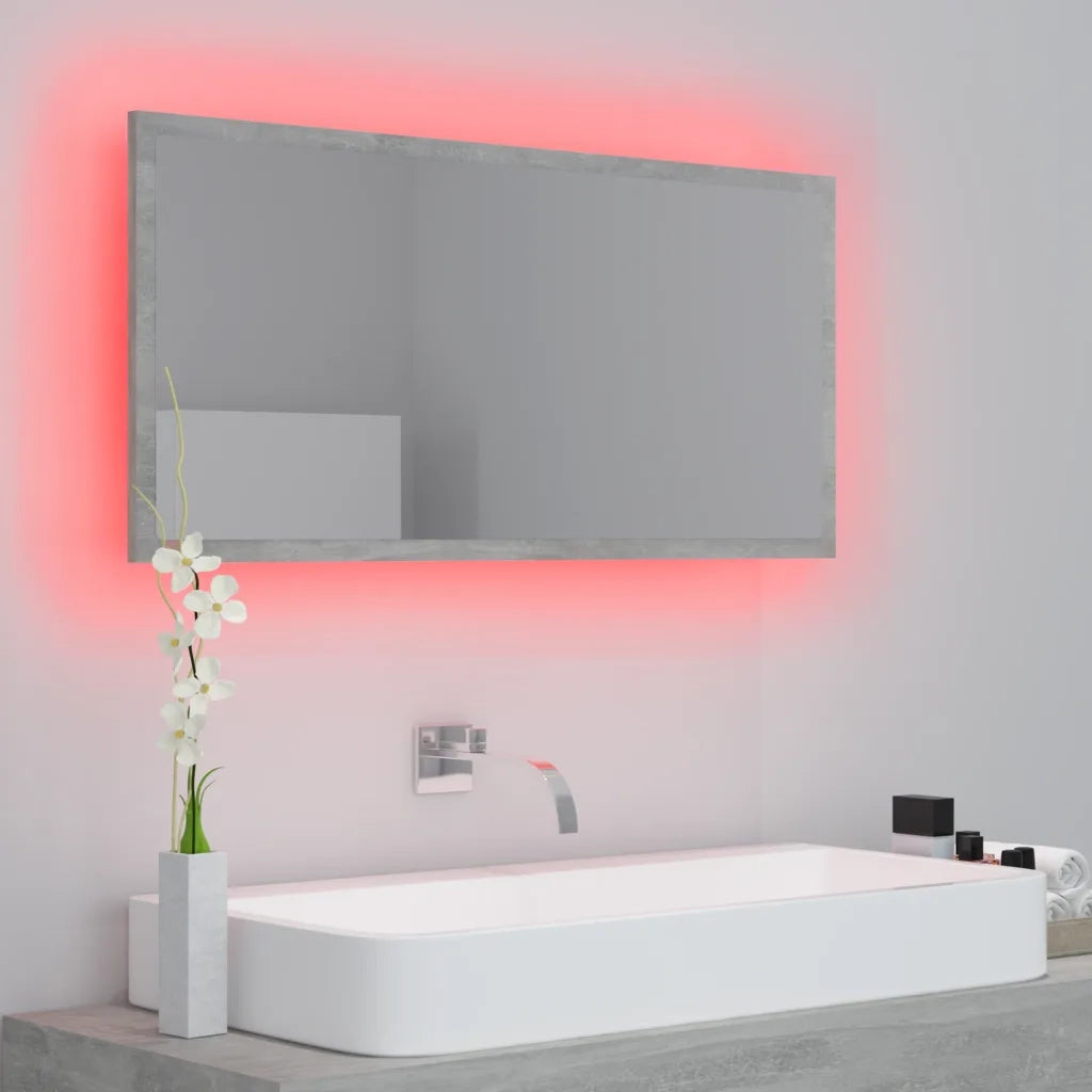Specchio da Bagno LED Grigio Cemento 90x8,5x37 cm in Truciolato cod mxl 77014