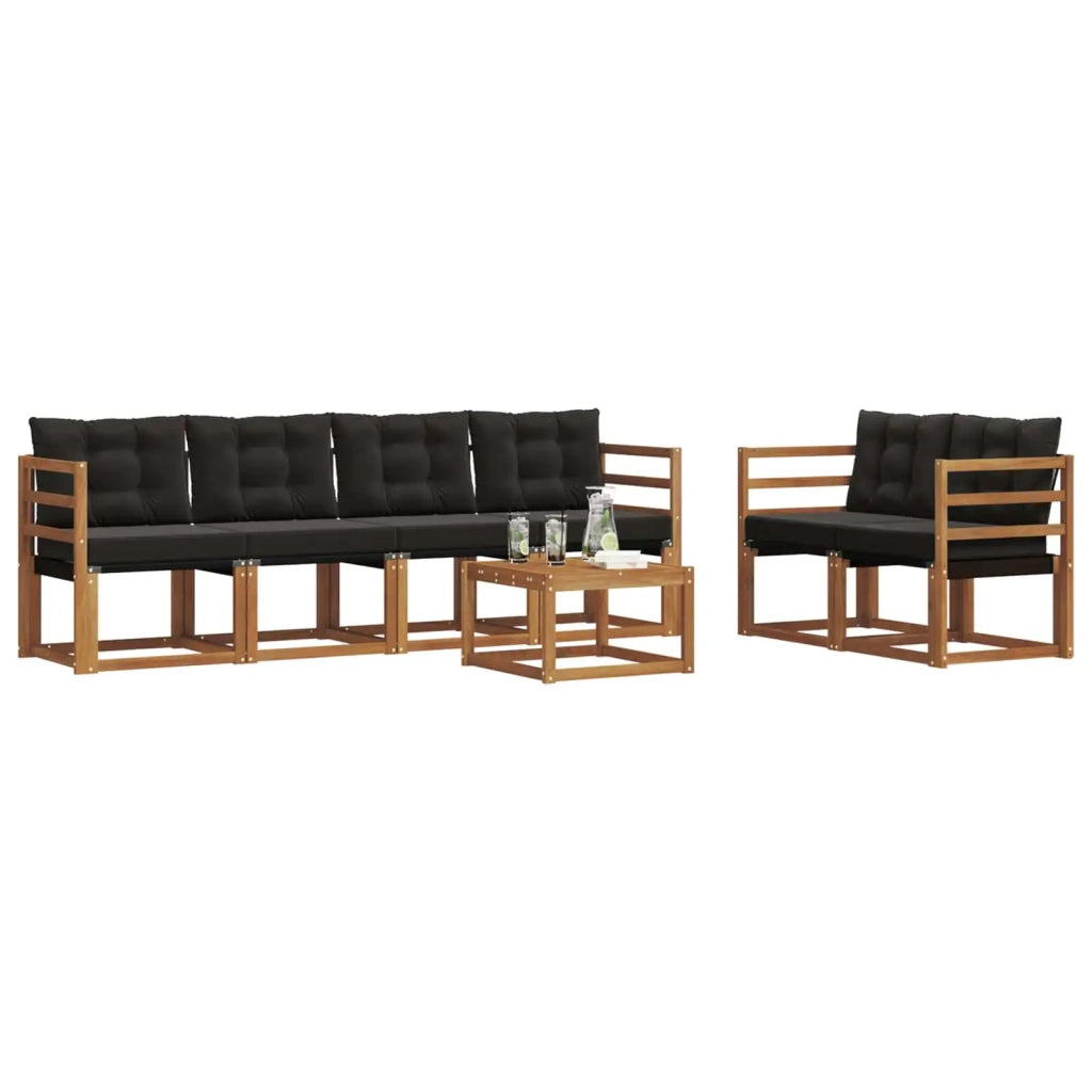 Set di divani da esterno con cuscino 7 pcs Naturale e Nero 3368415