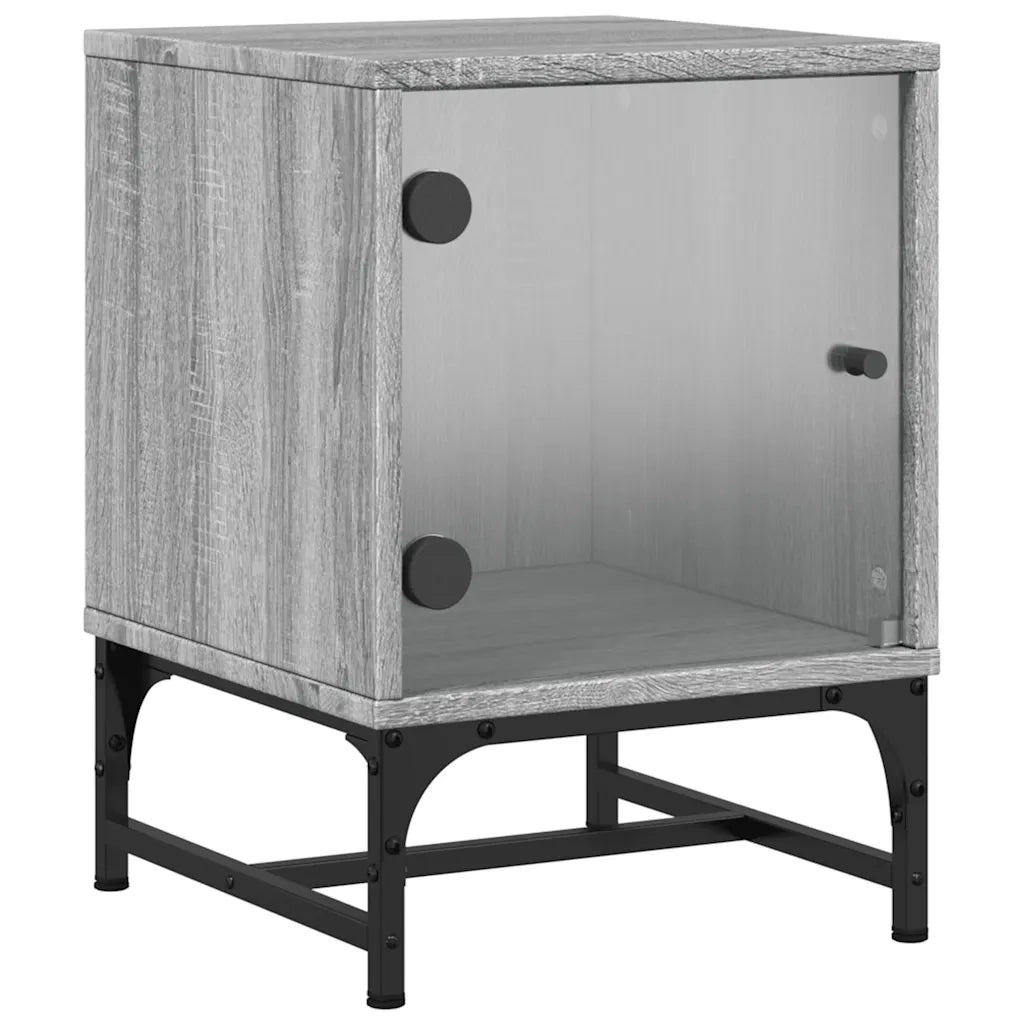 Comodino con Anta in Vetro Grigio Sonoma 35x37x50 cm 836528