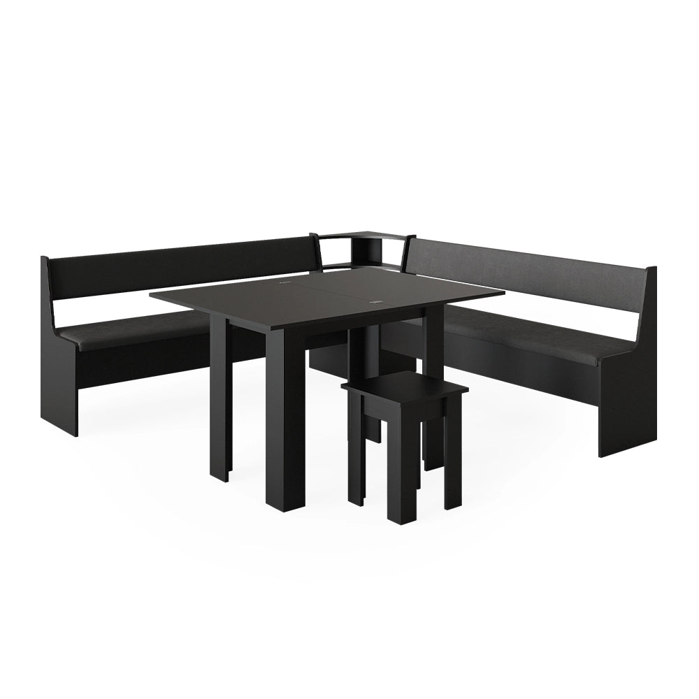 Vicco Gruppo panca ad angolo Nero 210 x 41.5 cm con tavolo