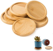 Set di 6 mini sottopiani a forma di cerchio in bambù, set di sottopiani a forma di cerchio in gomma, set di sottopiano a forma di cerchio in bambù, sottopiano a forma di cerchio per piante bonsai per giardino, ufficio, scrivania e decorazione (8 cm)