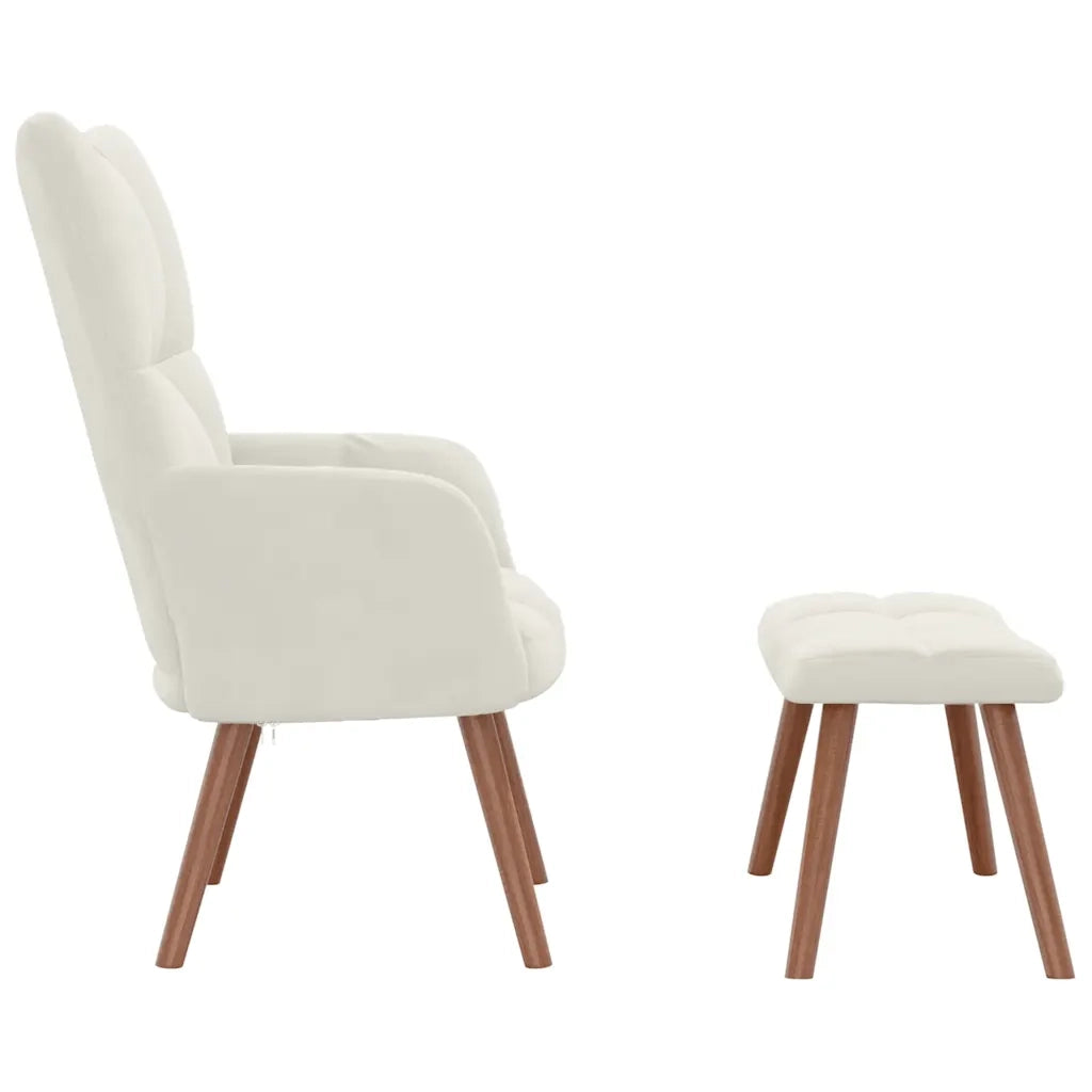 Poltrona Relax con Poggiapiedi Bianco Crema in Velluto cod mxl 6816