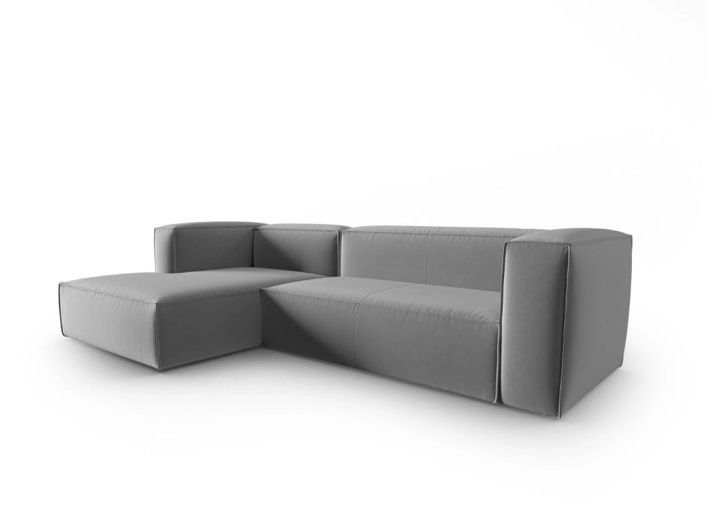 Cosmopolitan Design - Divano angolare sinistro "Mackay" 4 posti in velluto grigio chiaro 