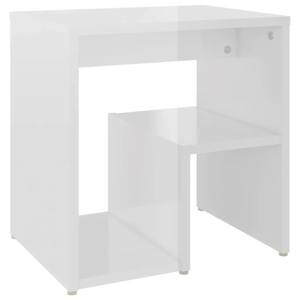 Set di 2 Comodini | Armadio da Notte | Mobiletto da notte Bianco Lucido 40x30x40 cm in Legno Multistrato