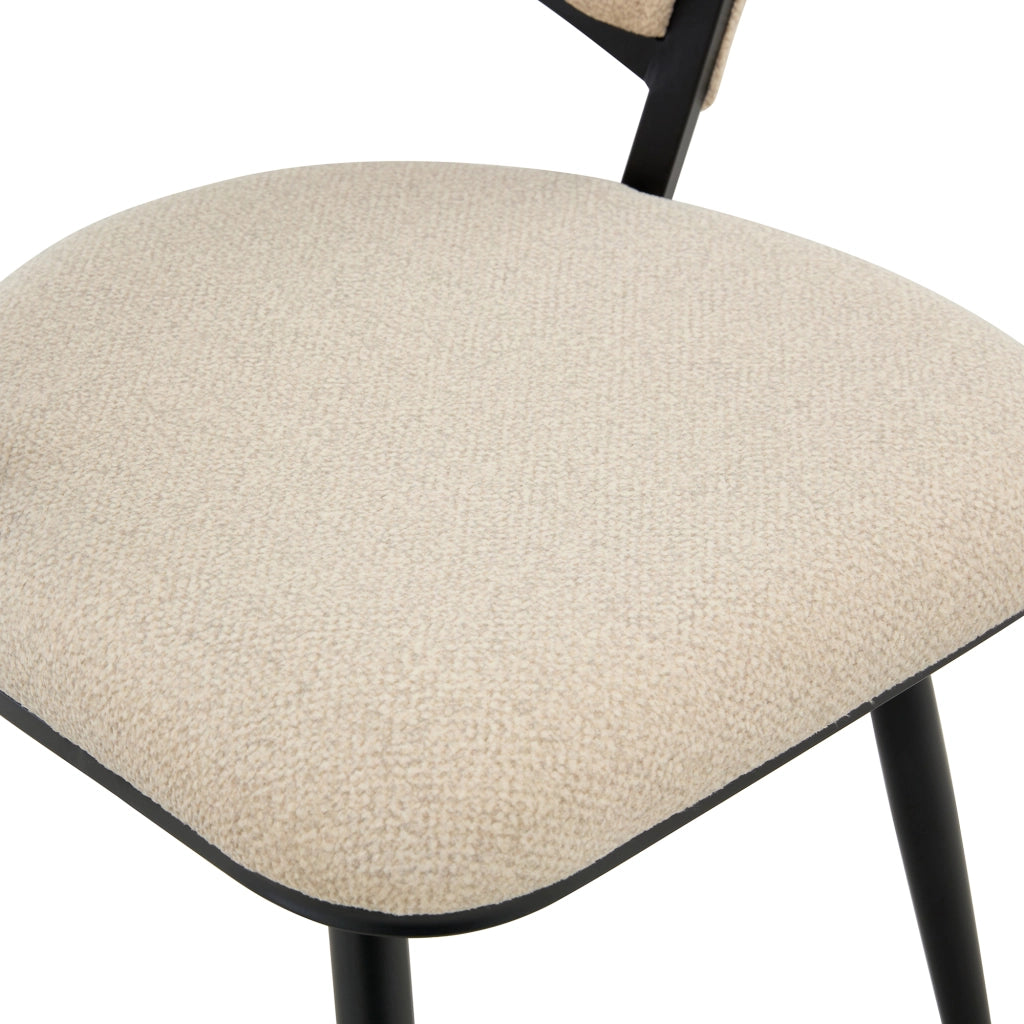 Sedia da Pranzo Set da 2 con Schienale Ergonomico Imbottito e Gambe in Metallo Velluto Beige Nero 64 × 57 × 78 cm