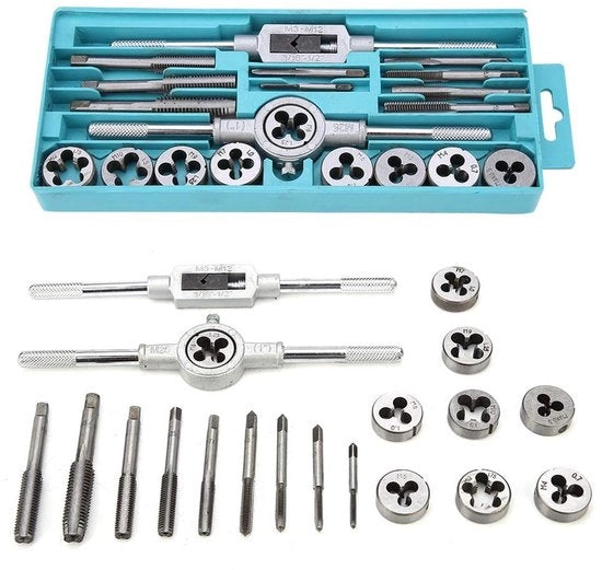 Set di Cuscinetti e Maniglie 20 pezzi - Acciaio Forgiato Metrico M3-M12 - Inclusa Chiave a Manubrio - Chiave a Tornillo Regolabile - Strumento di Riparazione di Cavo Antiscivolo - Set di Fori e Viti