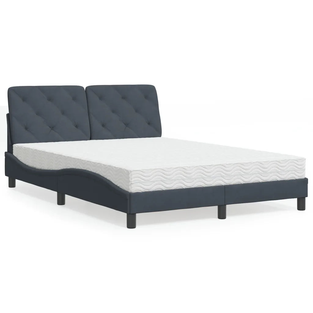 Letto con Materasso Grigio Scuro 140x190 cm in Velluto 3208653
