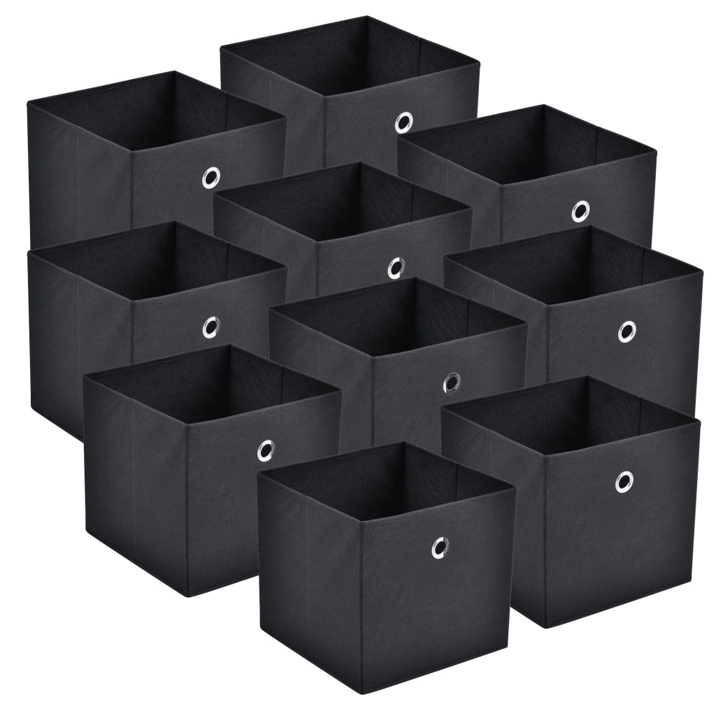Set di 10 scatole portaoggetti in tessuto non tessuto 28 x 30 x 30 cm nero 03_0006547