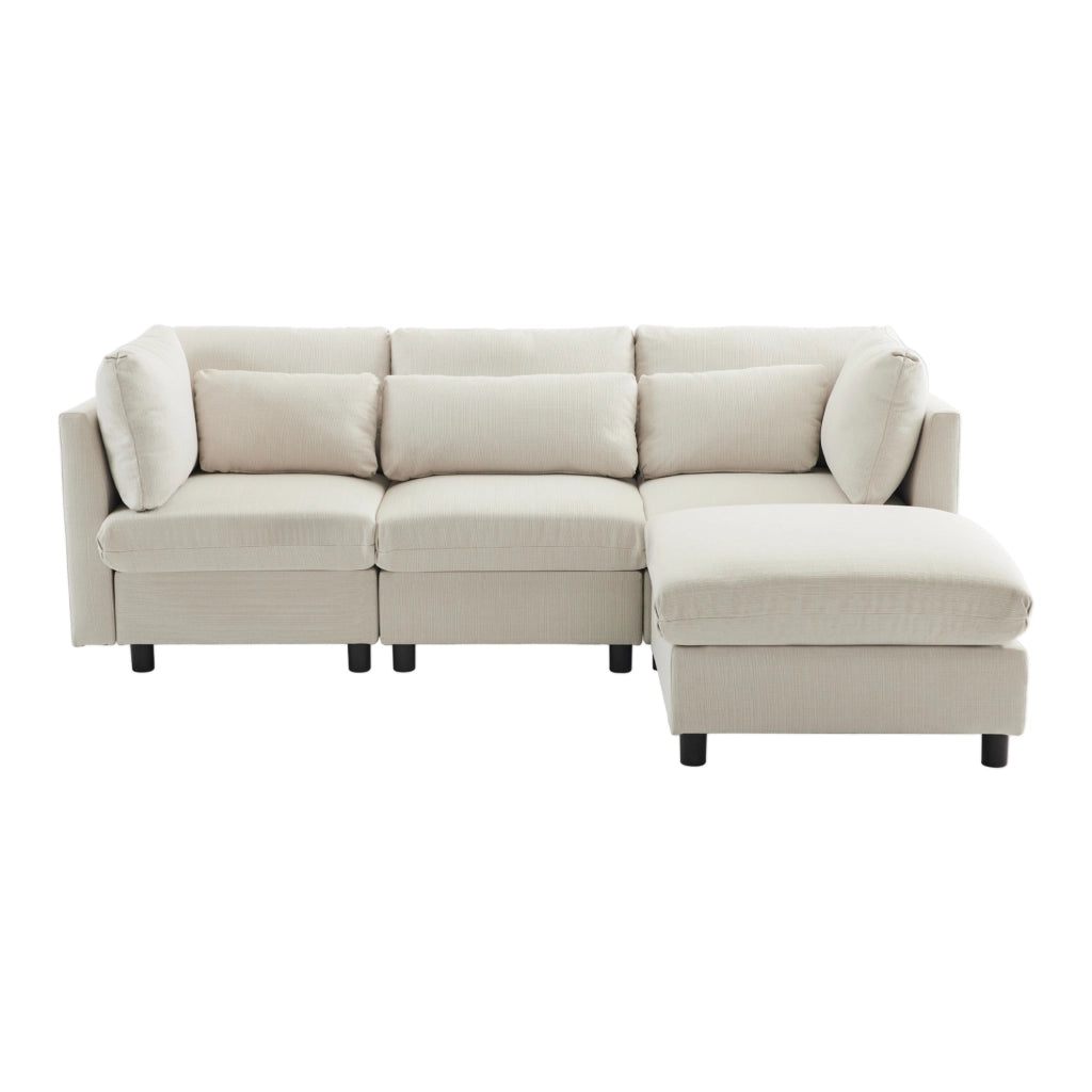 Divano angolare moderno - Zephmum- Design elegante con pouf