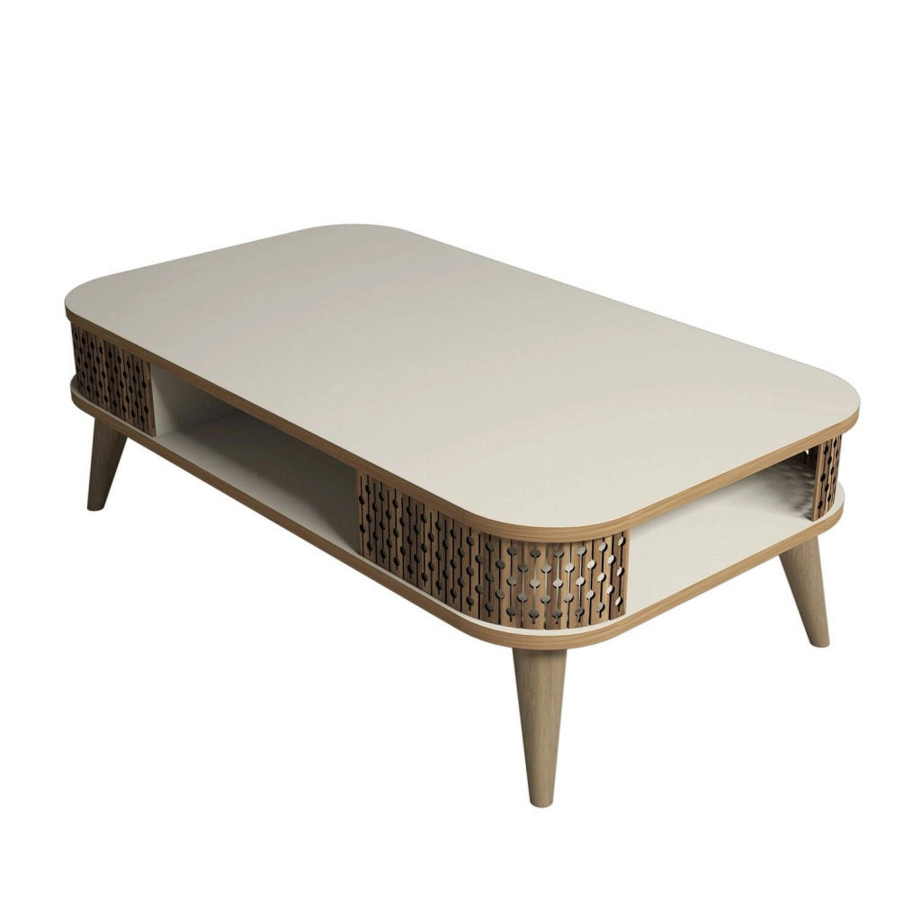 Medicina, Tavolino da Salotto un Vano, 60x105x34.6h cm Bianco Crema