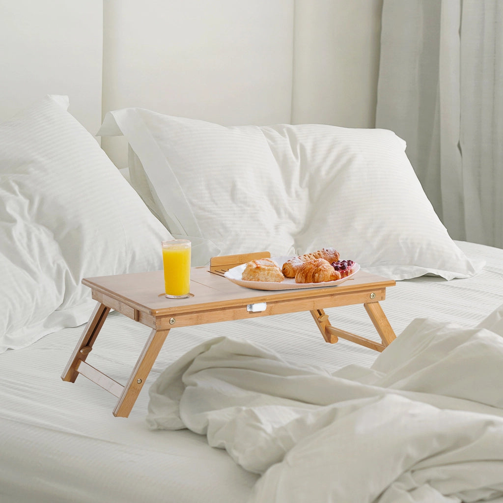 Tavolino da letto in bamb¨´ con cassetto regolabile ¨C zephmum ¨C 55x35x22-32,5cm