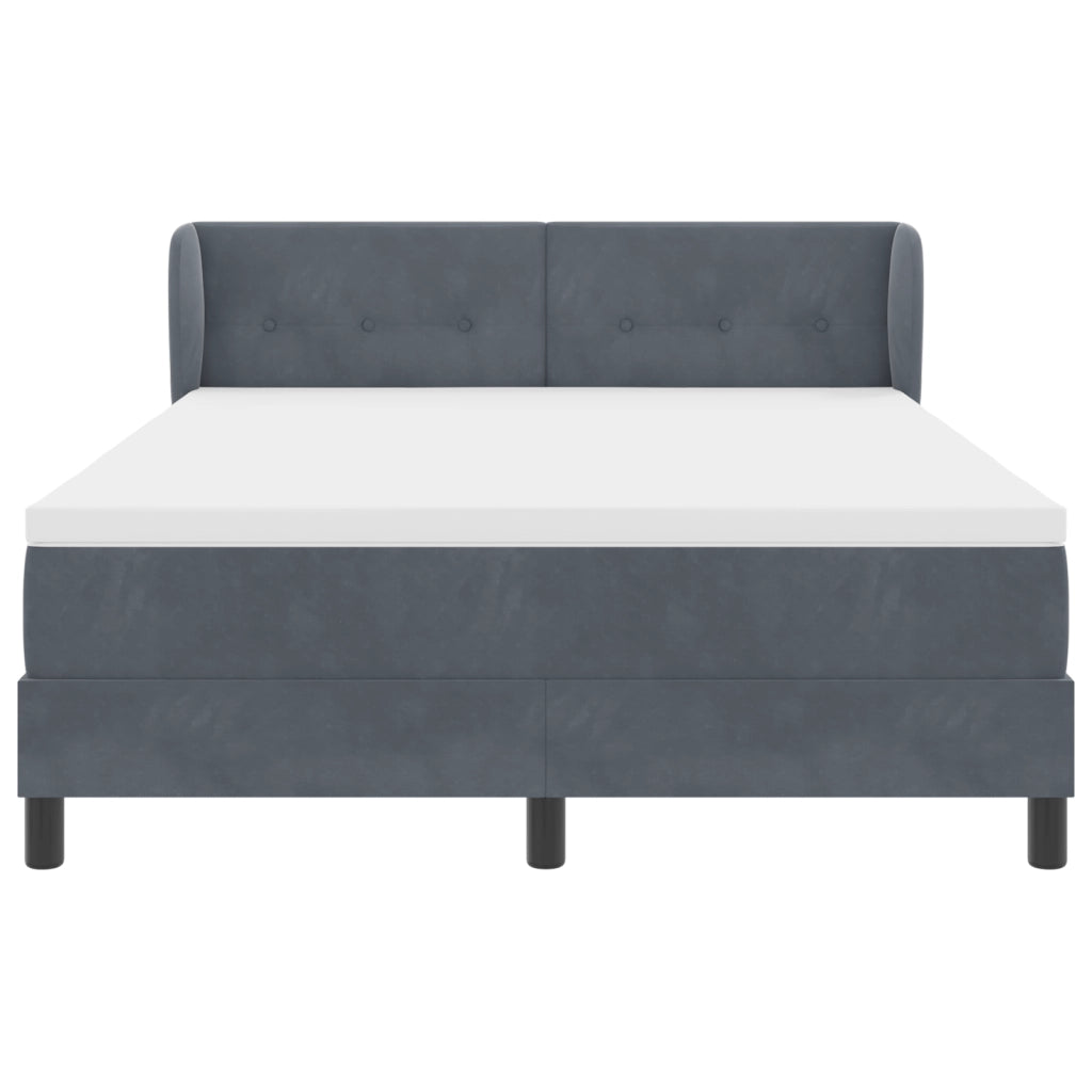 letto a box spring  con materasso grigio scuro 140x190 cm in velluto