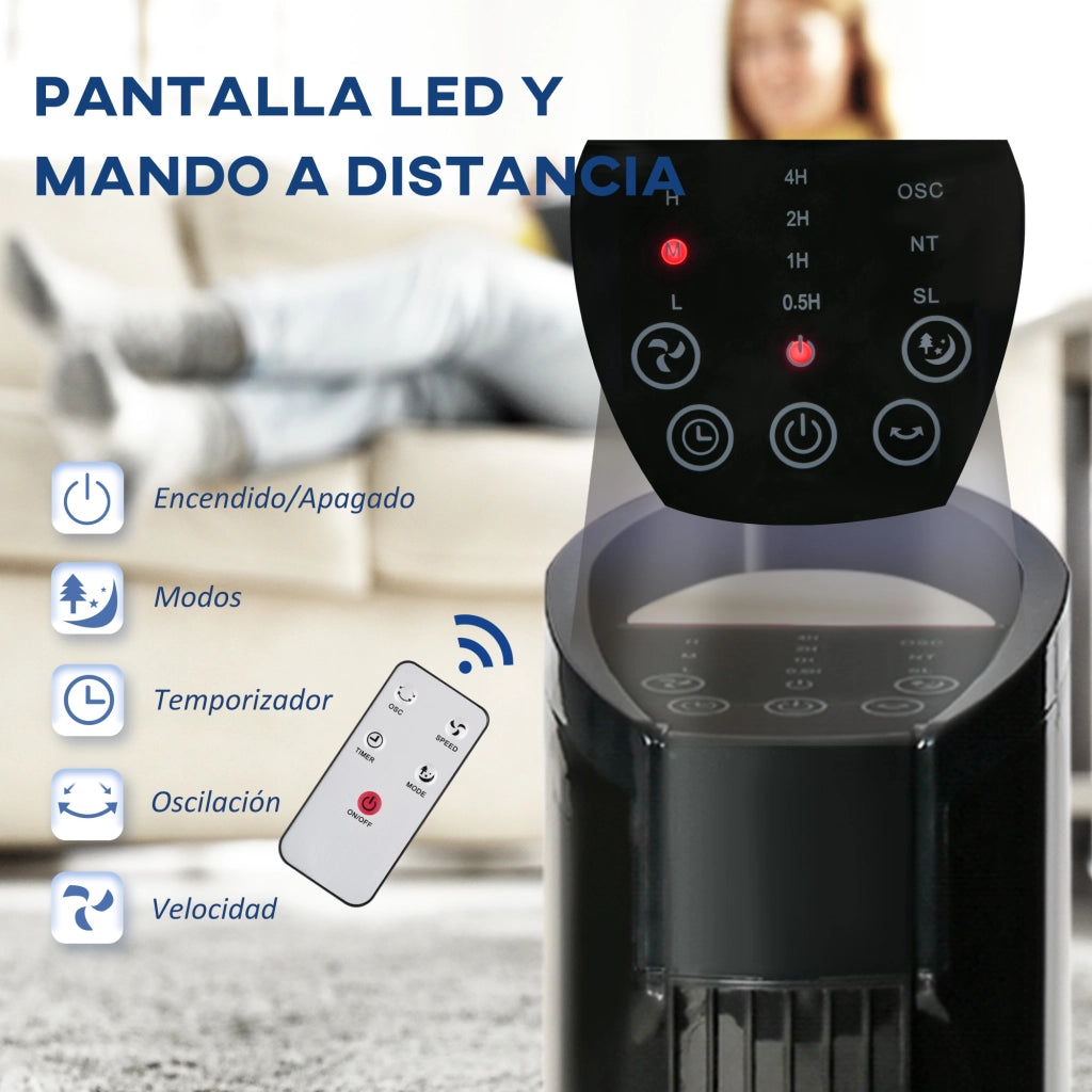 Ventilatore a Torre 50W con Telecomando ¨C zephmum ¨C Nero 20x78.5 cm