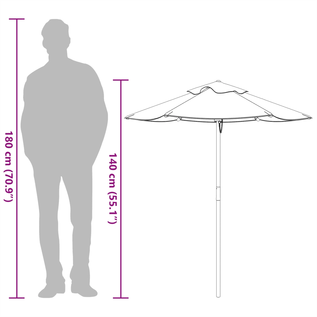Ombrellone da Giardino per Bambini-Ombrello da Balcone con Palo in Legno ?120x140cm 803890
