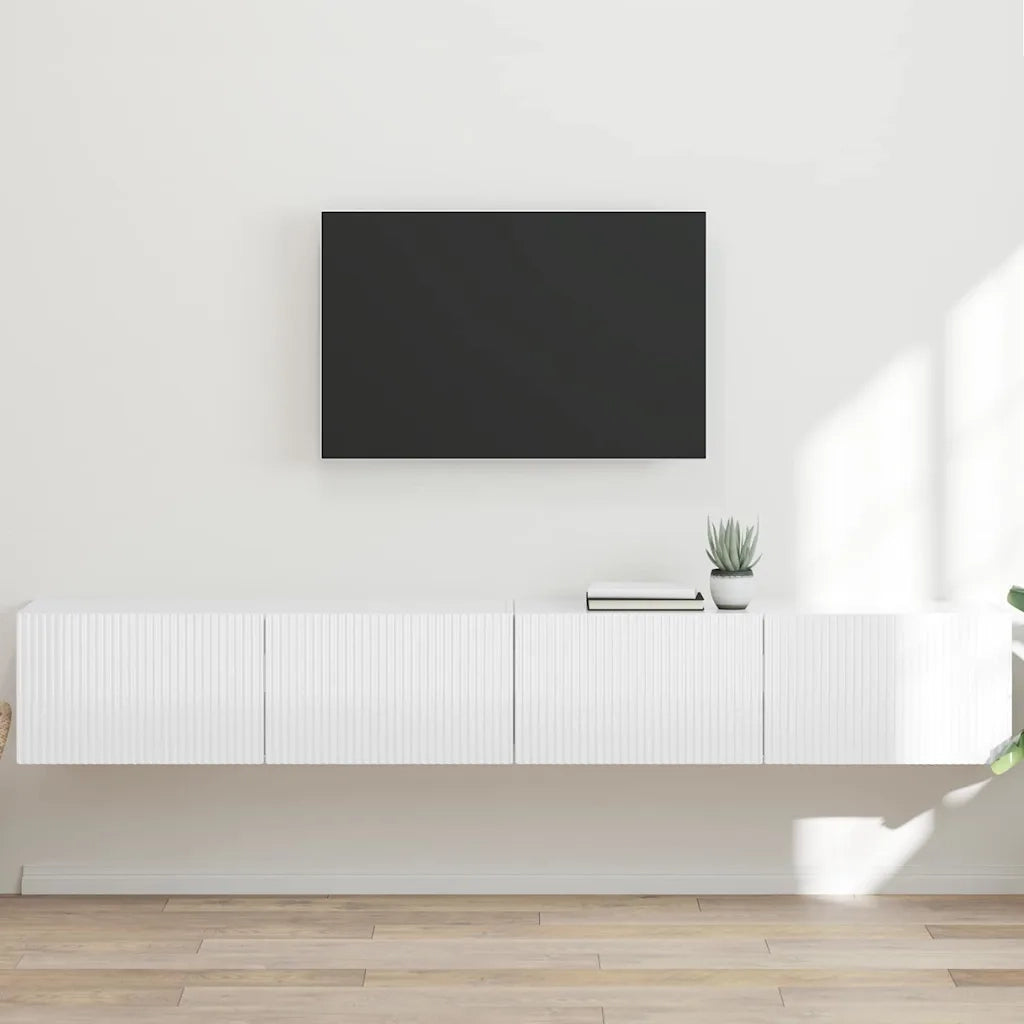 Mobile TV da parete 2 pcs Bianco Lucido 98 x 31 x 29,5 cm 892238