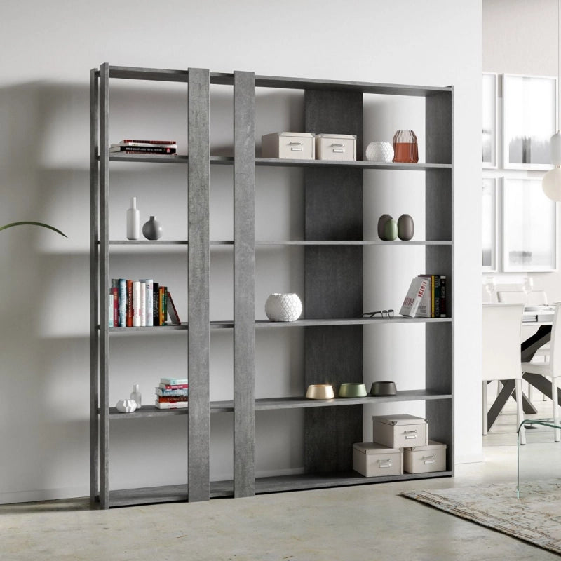Composizione Libreria C Kato 6R 2 fianchi 4 fasce lunghe - Cemento