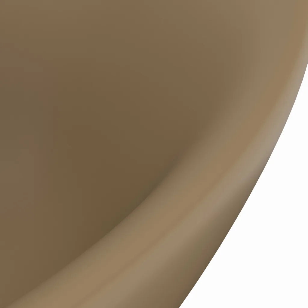 Lavandino con Troppopieno Ovale Crema Opaco 58,5x39cm Ceramica cod mxl 44238