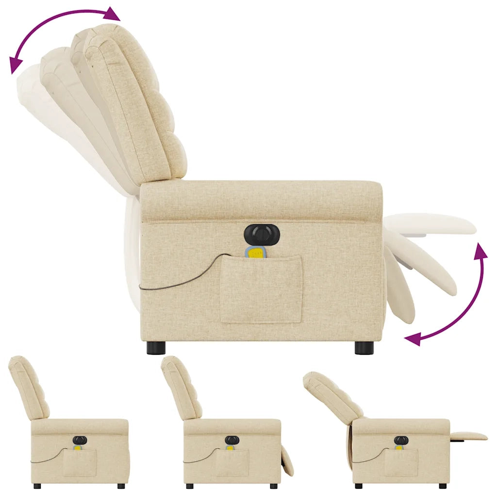 Poltrona Reclinabile Massaggiante Elettrica Crema in Tessuto 3303312