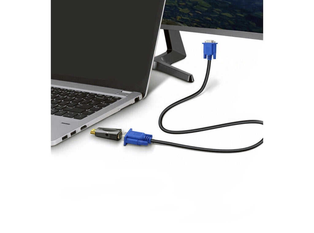 Adattatore HDMI Maschio a VGA Femmina + Cavo Audio Jack 3,5 mm per PC Notebook Monitor FULL HD