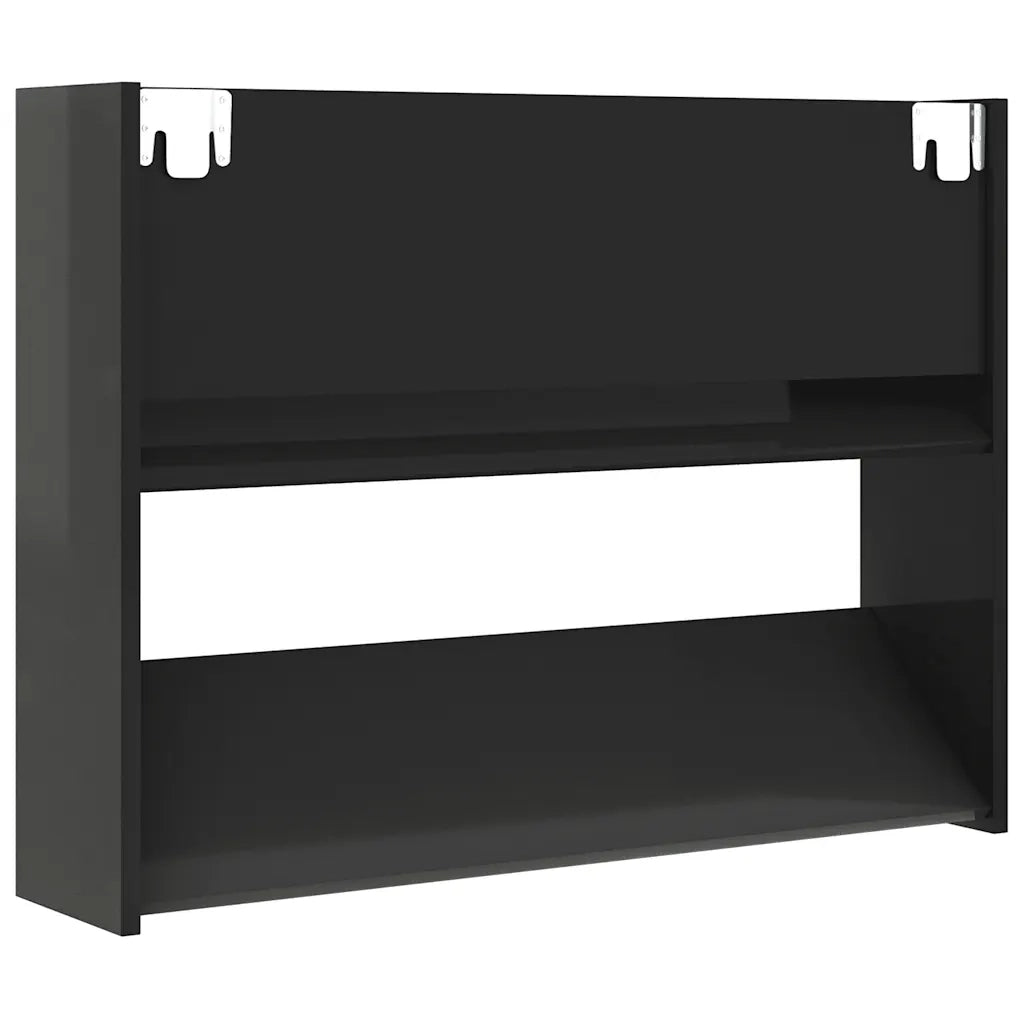 Scarpiera a Muro Nero Lucido 80x18x60 cm in Legno Multistrato 806755
